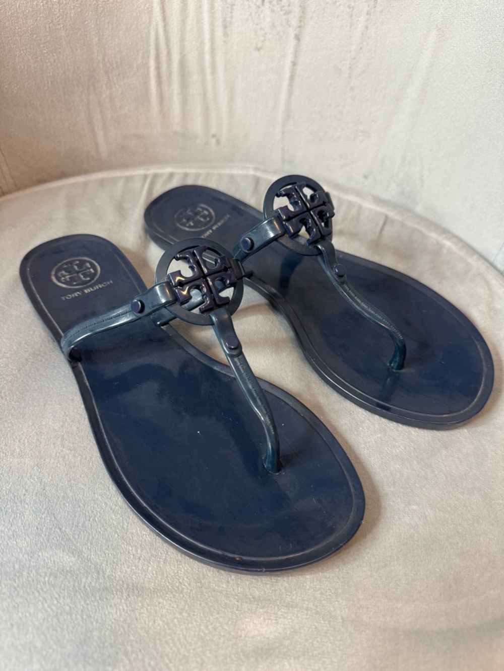 Tory Burch Miller Navy Jelly Thong Sandals